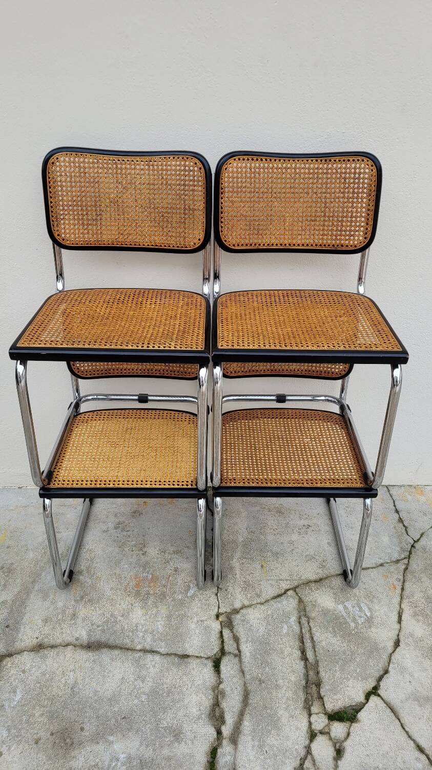 Set of 4 Marcel Breuer cesca black b32 chairs