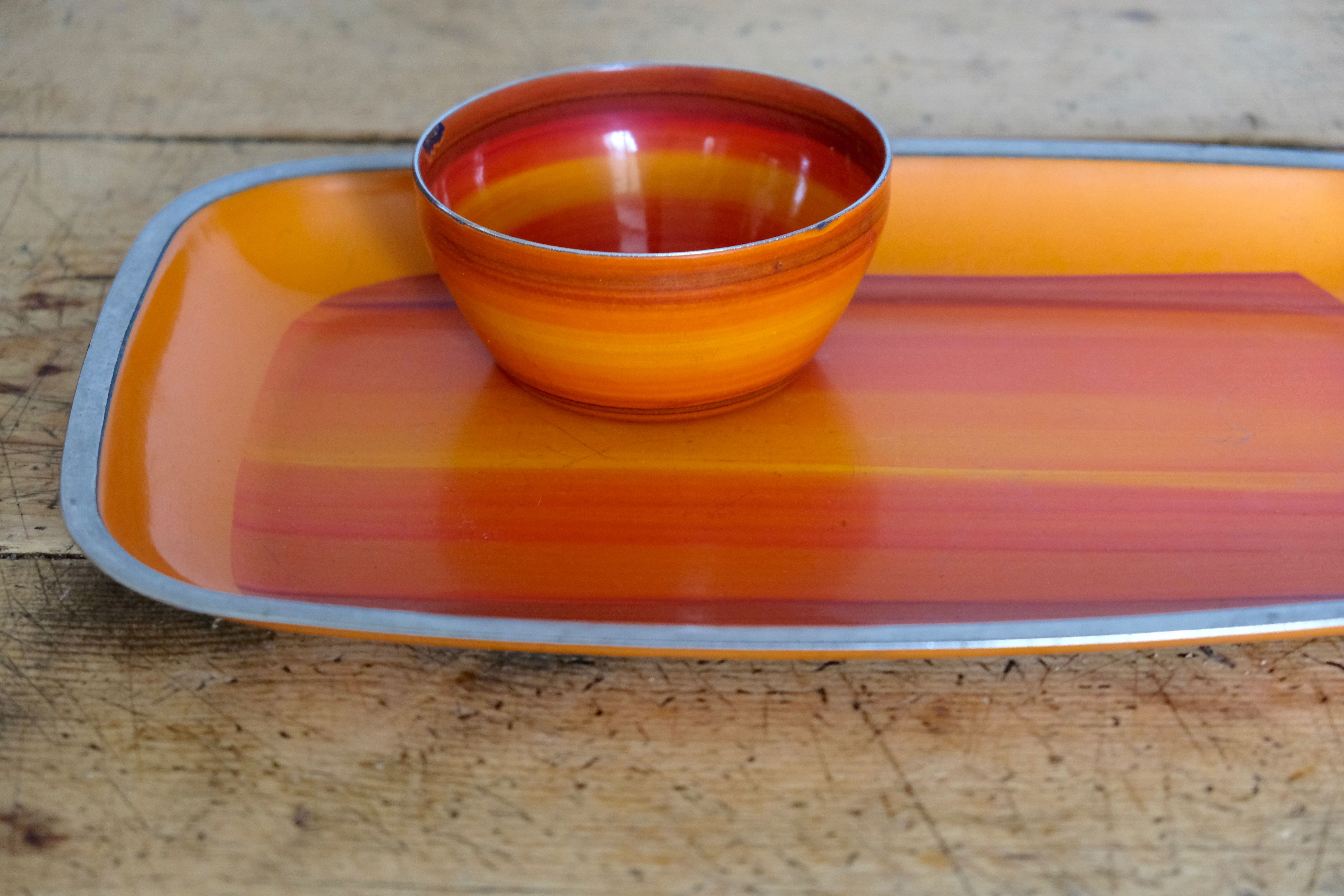Serving dish and its enamelled aluminium bowl Silit Design from the 60s