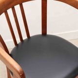 Stoelcker chair in black faux leather and oak