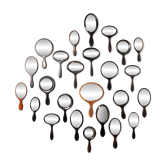 Collection antique du 19ème siècle de vingt-cinq miroirs à main en bois