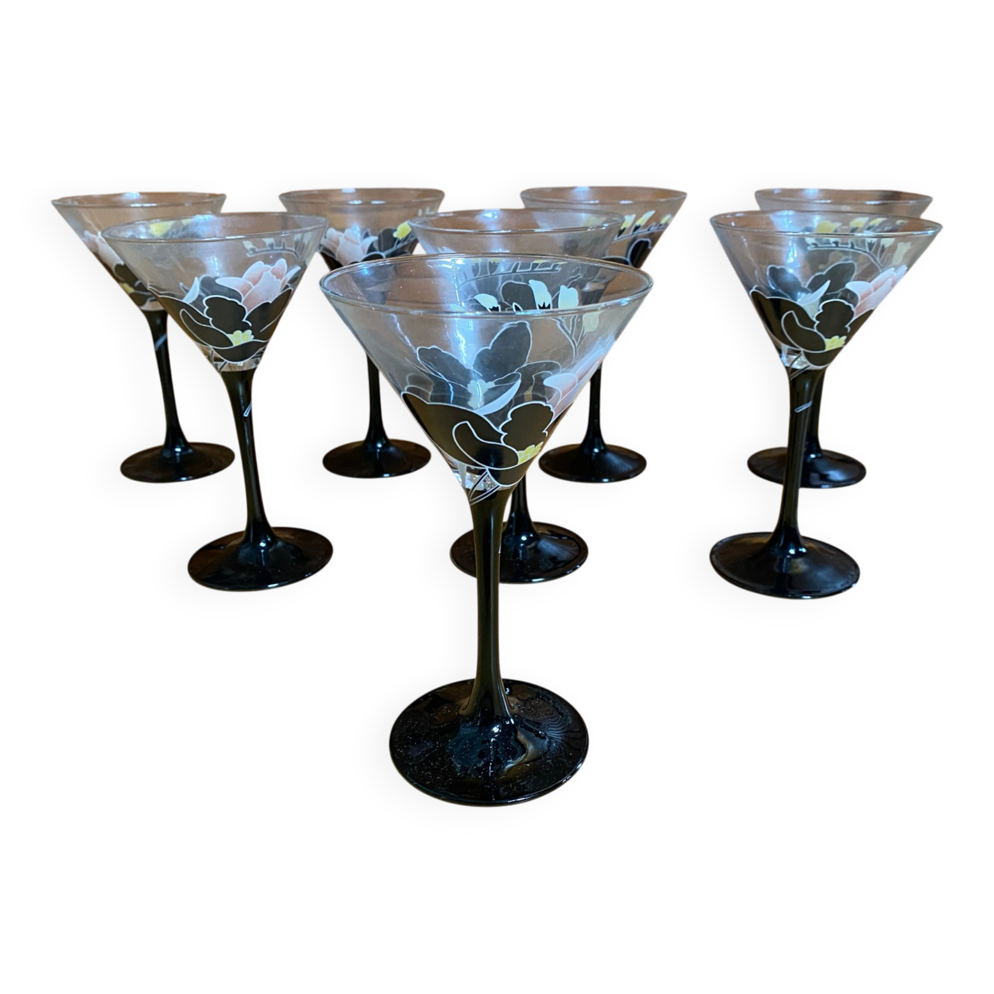 Series 8 champagne coupes luminarc domino anaïs moulded glass vintage #e