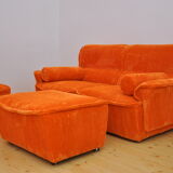 Laauser orange corduroy modular sofa, 70s