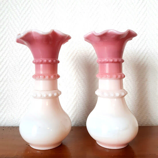 Pair of fairground opaline vases circa 1920