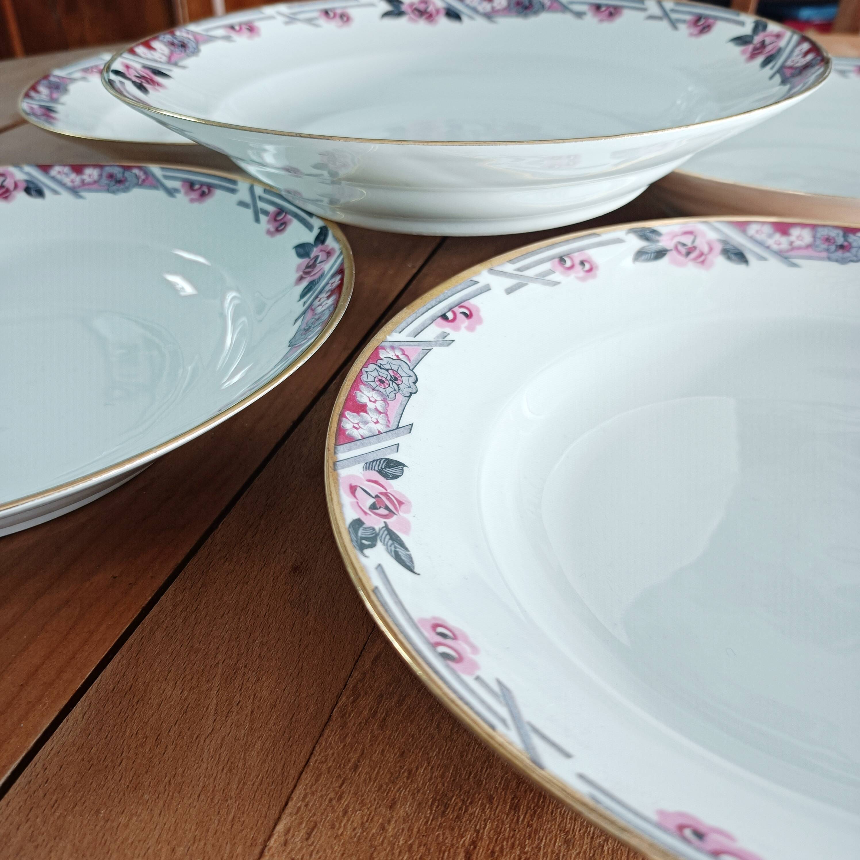 Set of 5 deep plates in Limoges porcelain Bhl