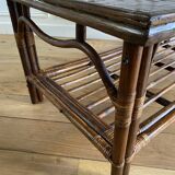 Vintage brown bamboo living room coffee table