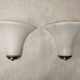 Pair of Italian wall sconces, frosted glass, brass.