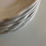 Set of 7 Mougins plates in white enamelled clay with gadroons