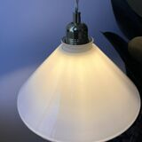 Vintage conical white glass pendant light