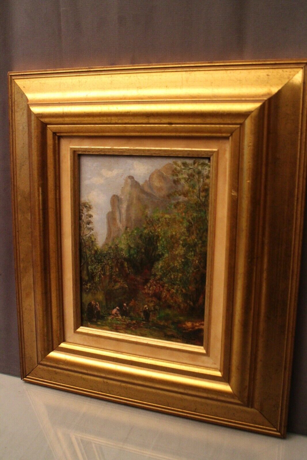 Oil painting on panel Ruggiero animated orientalist landscape Orientalism