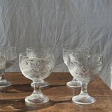 5 vintage fruit pattern glass ice cream cups
