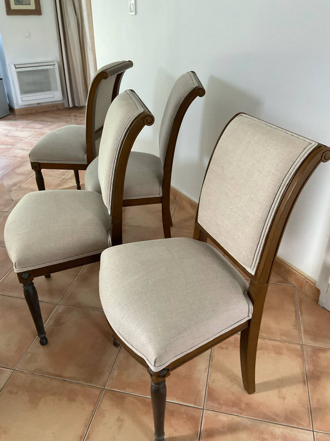 4 wooden and fabric chairs from Mise en Demeure
