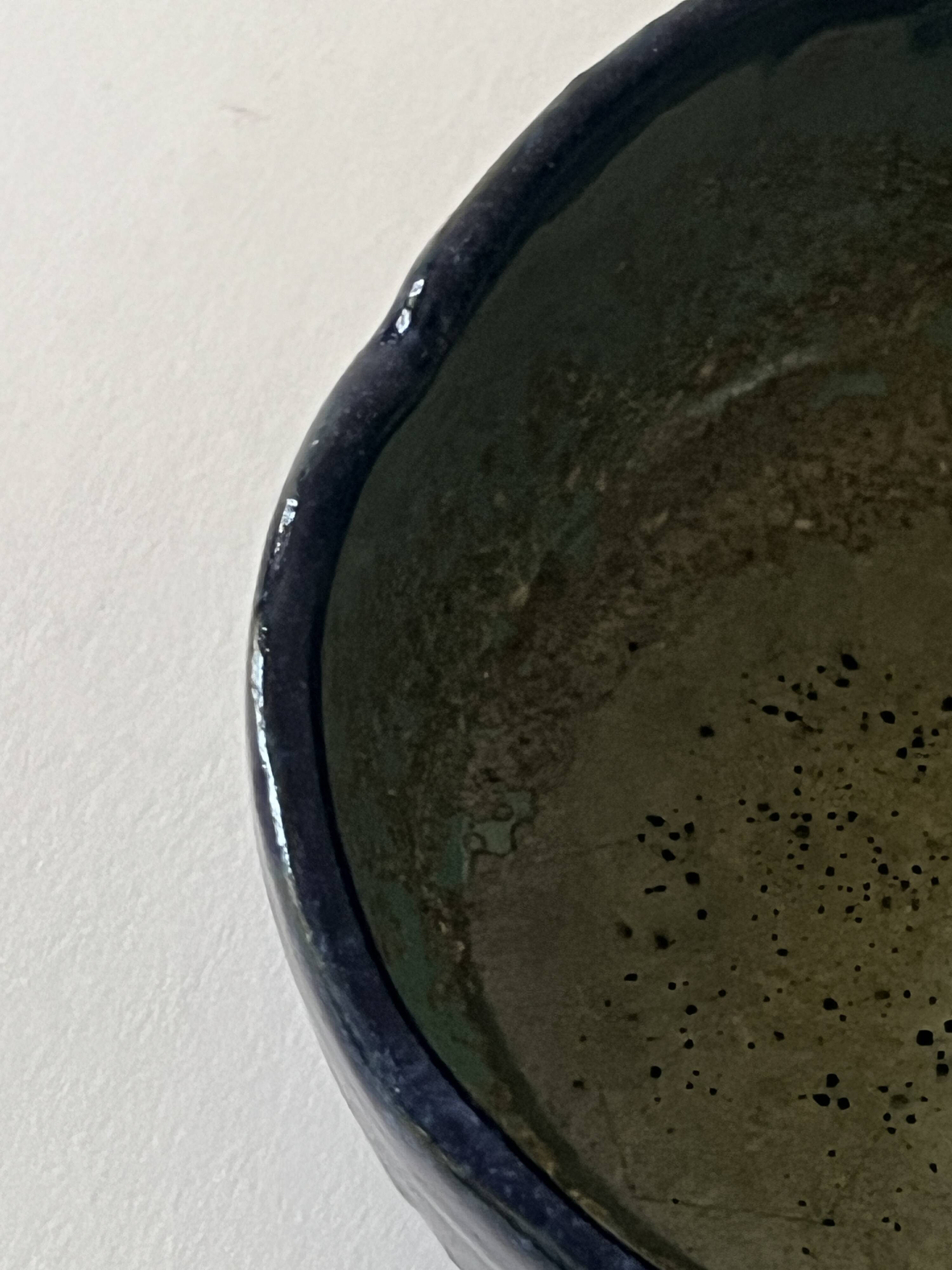 Glazed ceramic bowl/trinket dish, signed