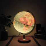 Illuminated globe, Scanglobe Denmark, wooden base and reliefs