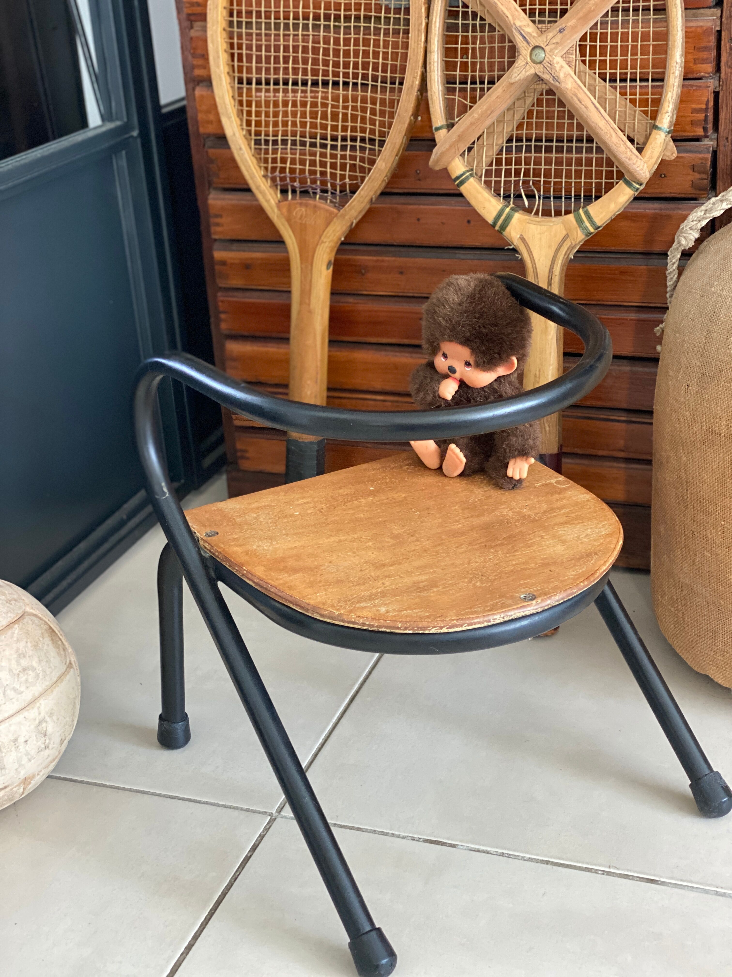Chaise écolier enfant vintage de Jacques Hitier