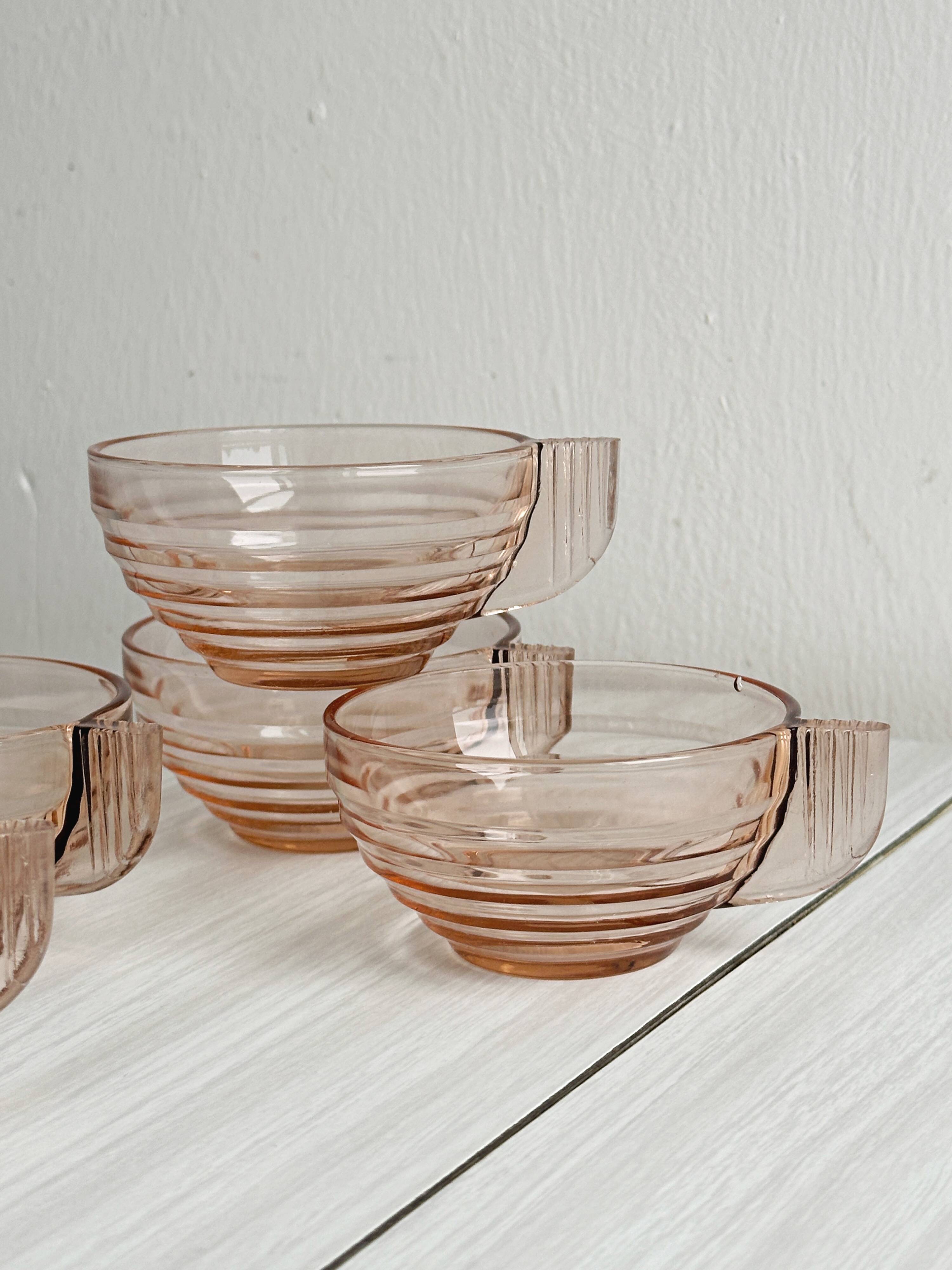 Thick old rose glass cups