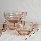 Thick old rose glass cups