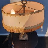 1960 neo-classical bubbly lampshade and fringed lampshade