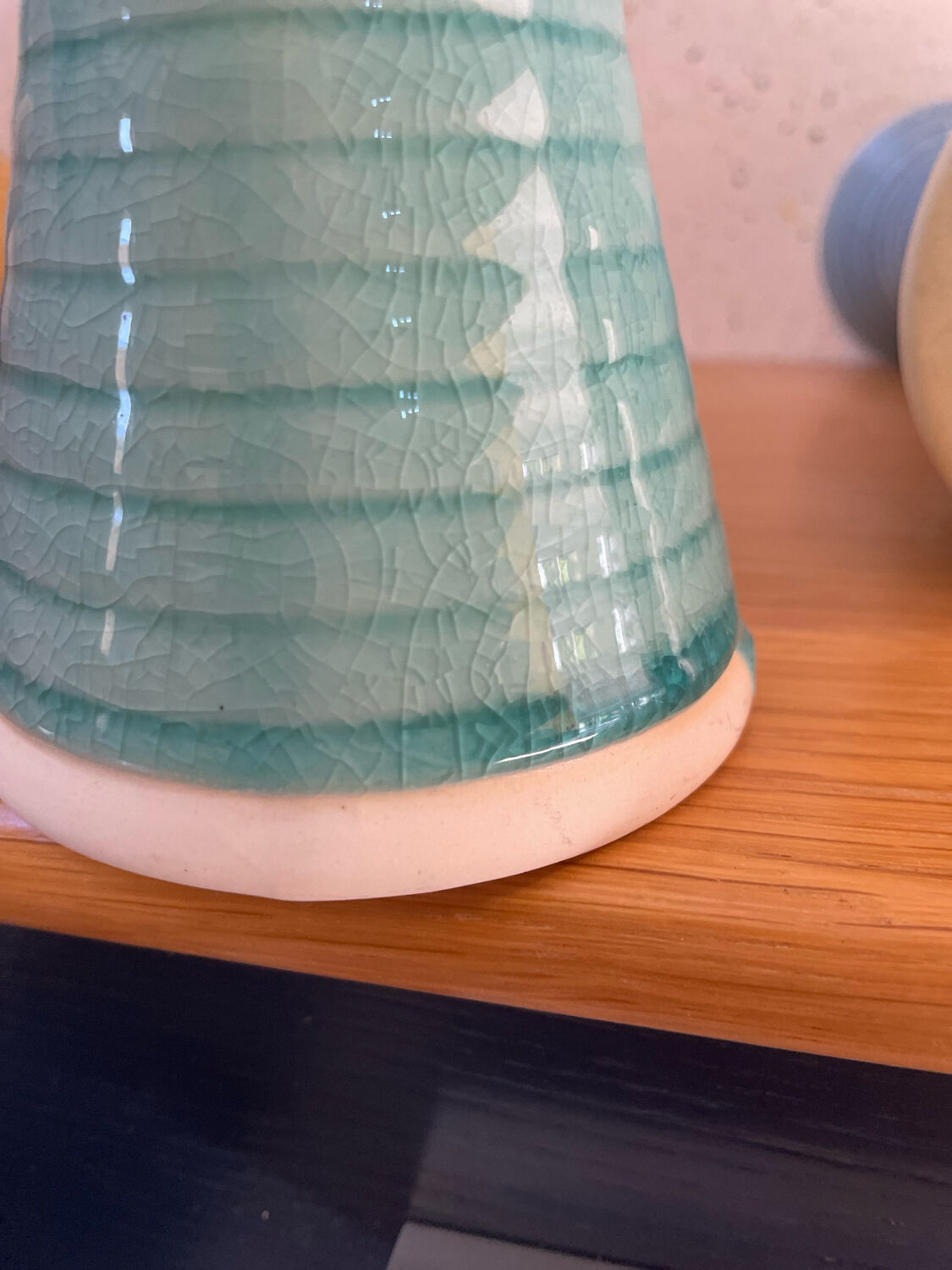 Set of 2 glazed stoneware candle holders