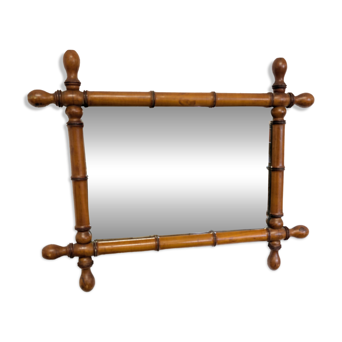 Antique turned wood mirror