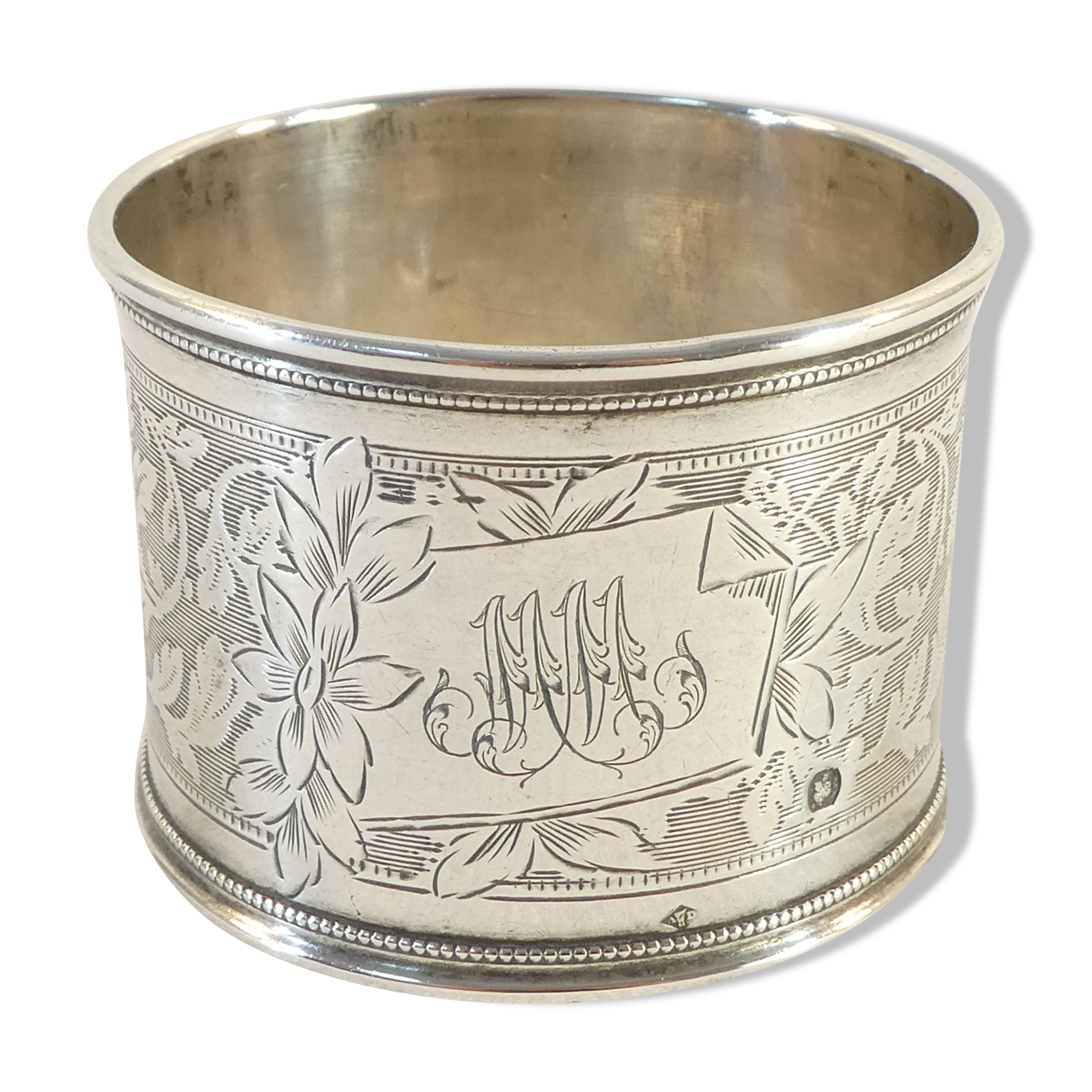 Solid silver towel round late 19th