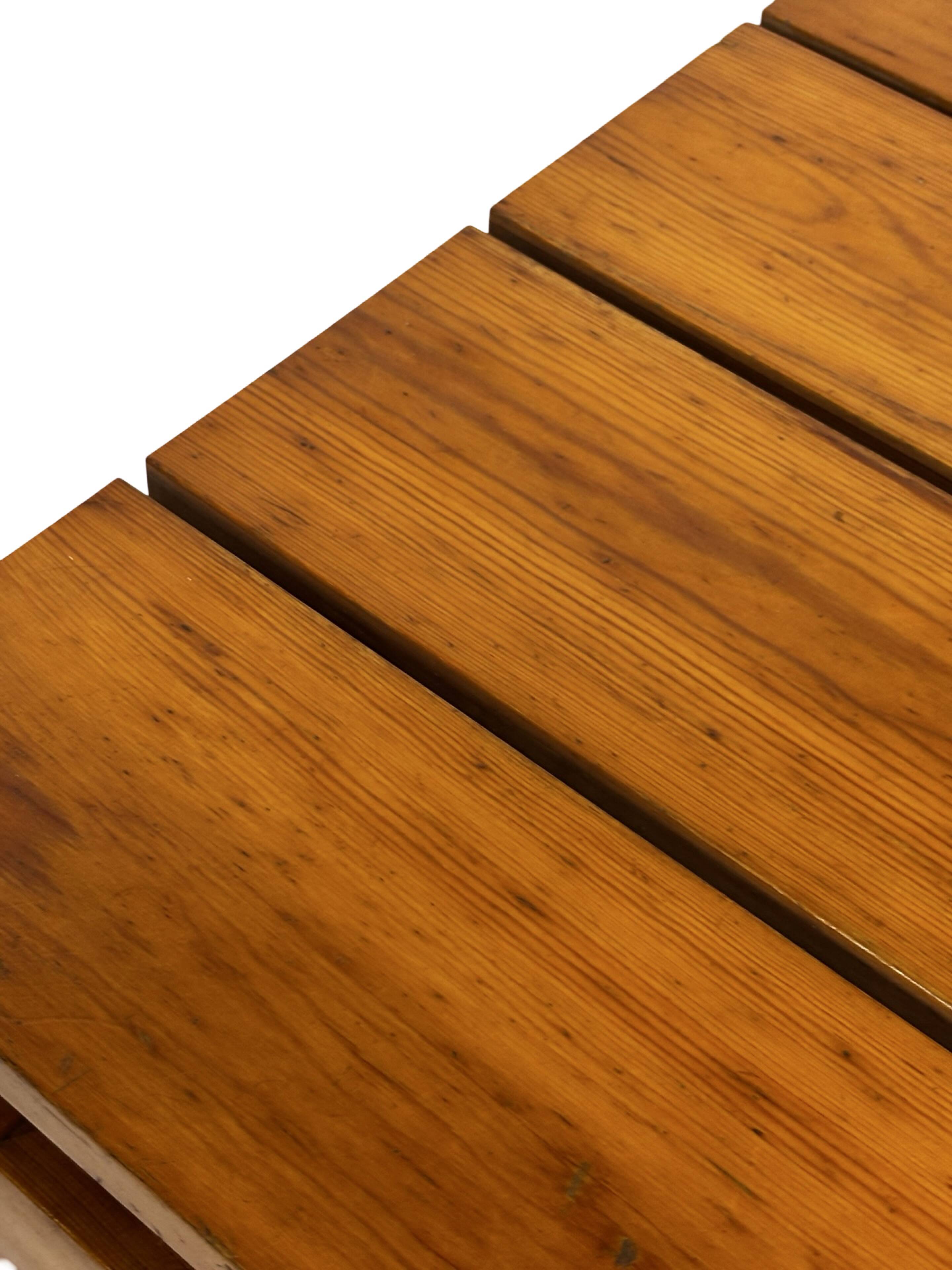 Vintage Pinewood Slatted Coffee Table Design 1970s