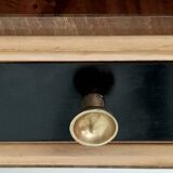 Wooden Entryway Mirror Organizer with Black Glass Tops, Italy