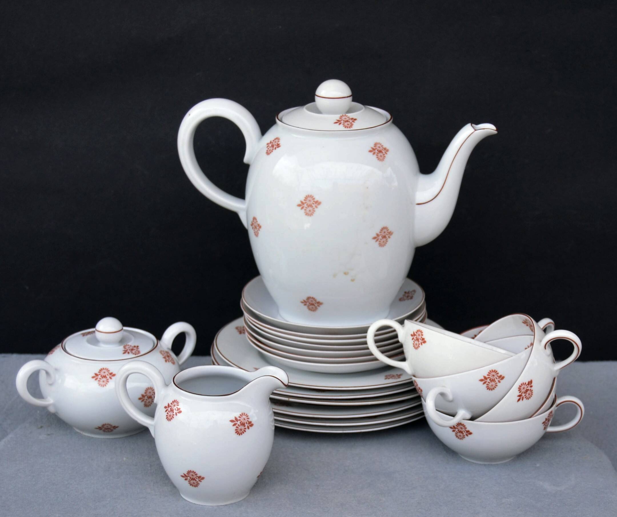 Vintage Volkstedt Germany Porcelain Tea & Caffee Set with Creamer and Sugar