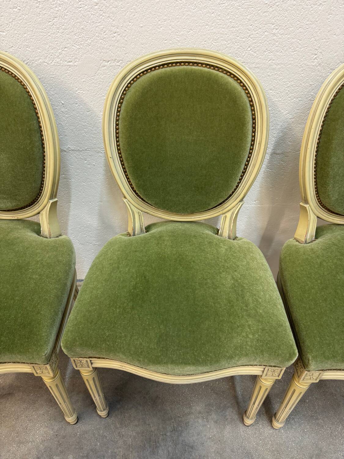 4 studded Louis XVI medallion chairs