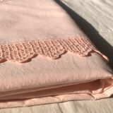 Old linen and cotton sheet dyed in tea pink
