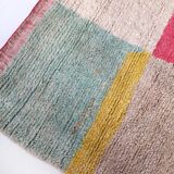 Moroccan Berber carpet Boujaad ecru with colorful flats 287x193cm