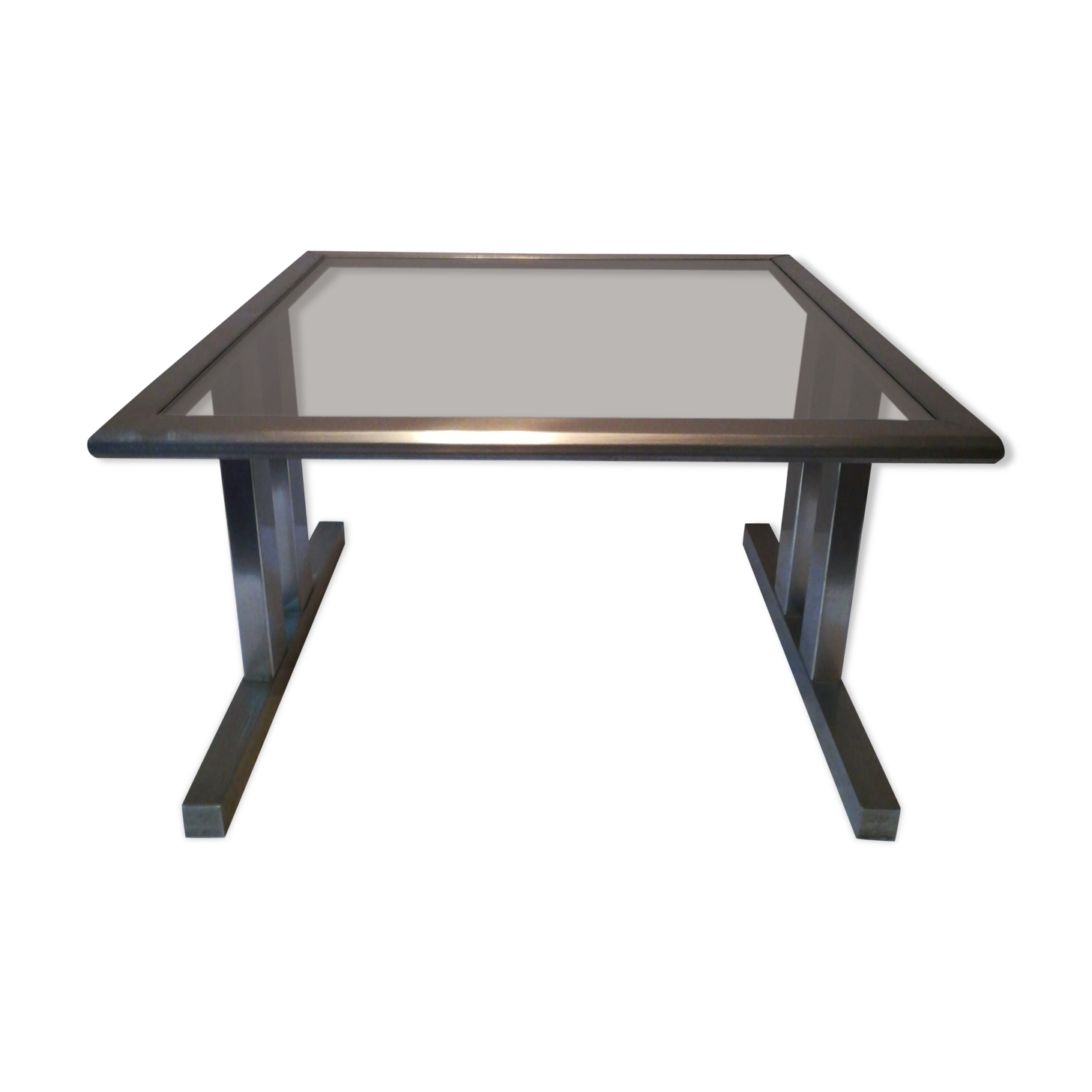 Table basse carrée en alu brossé