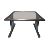 Square coffee table in brushed aluminum