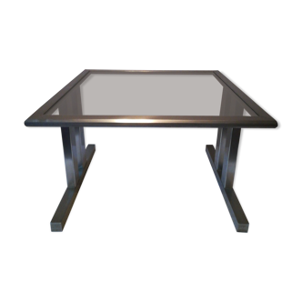 Square coffee table in brushed aluminum