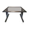 Square coffee table in brushed aluminum