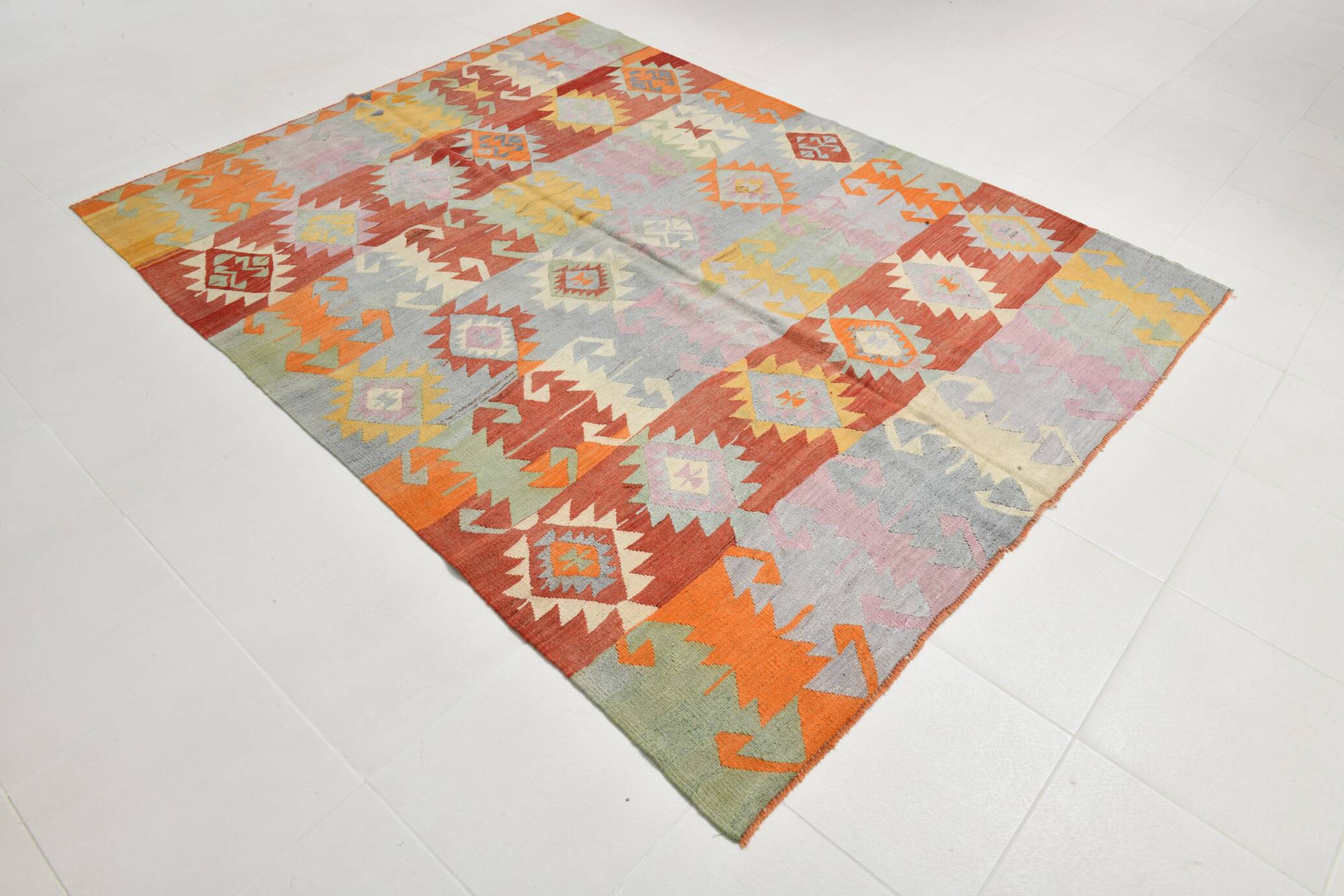 7x9 Oushak Area Rug, Boho Rug, Rare Style Rug, Colorful Rug, 195x259Cm