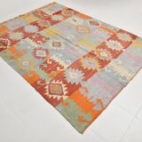 7x9 Oushak Area Rug, Boho Rug, Rare Style Rug, Colorful Rug, 195x259Cm