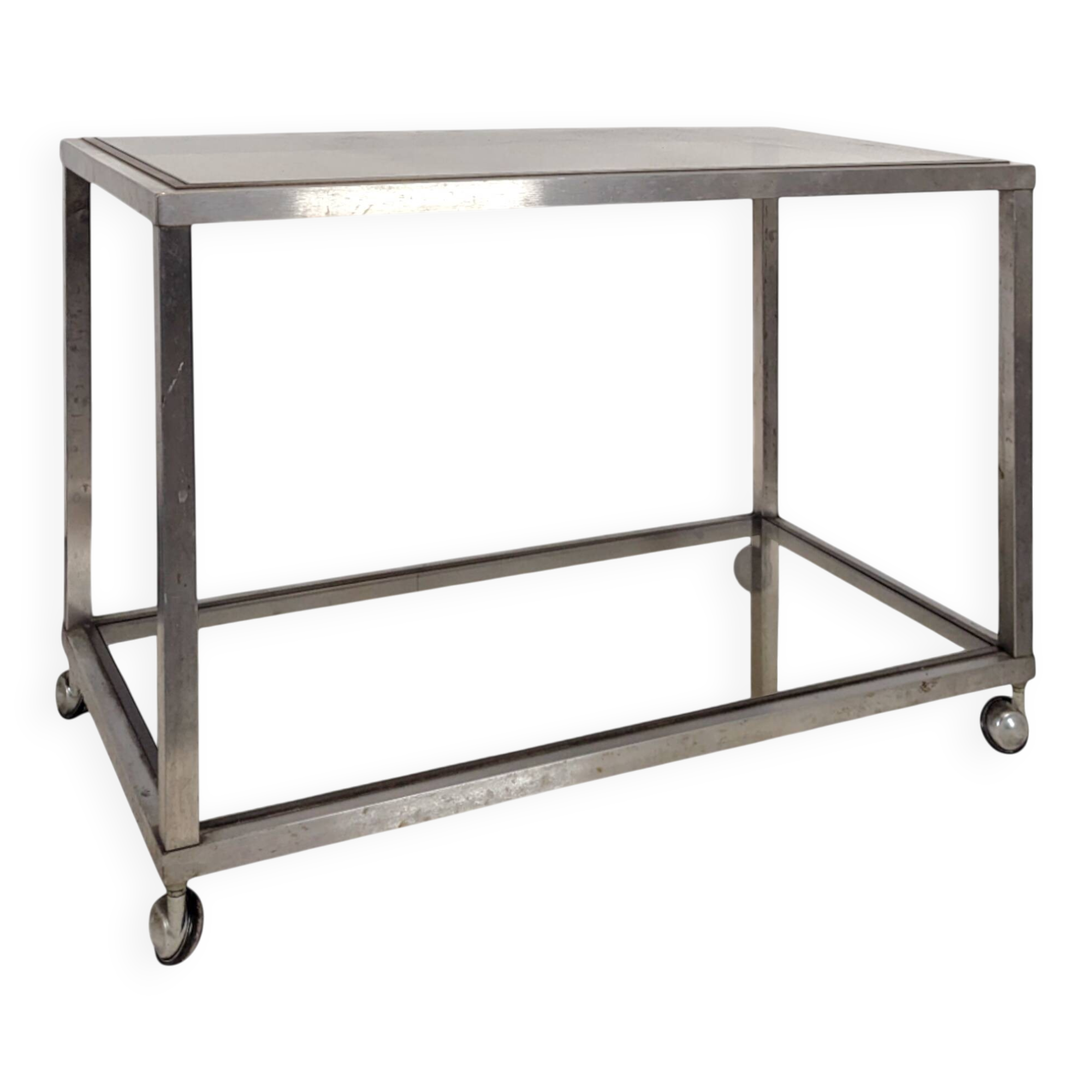 Space Age chrome and smoked glass serving trolley