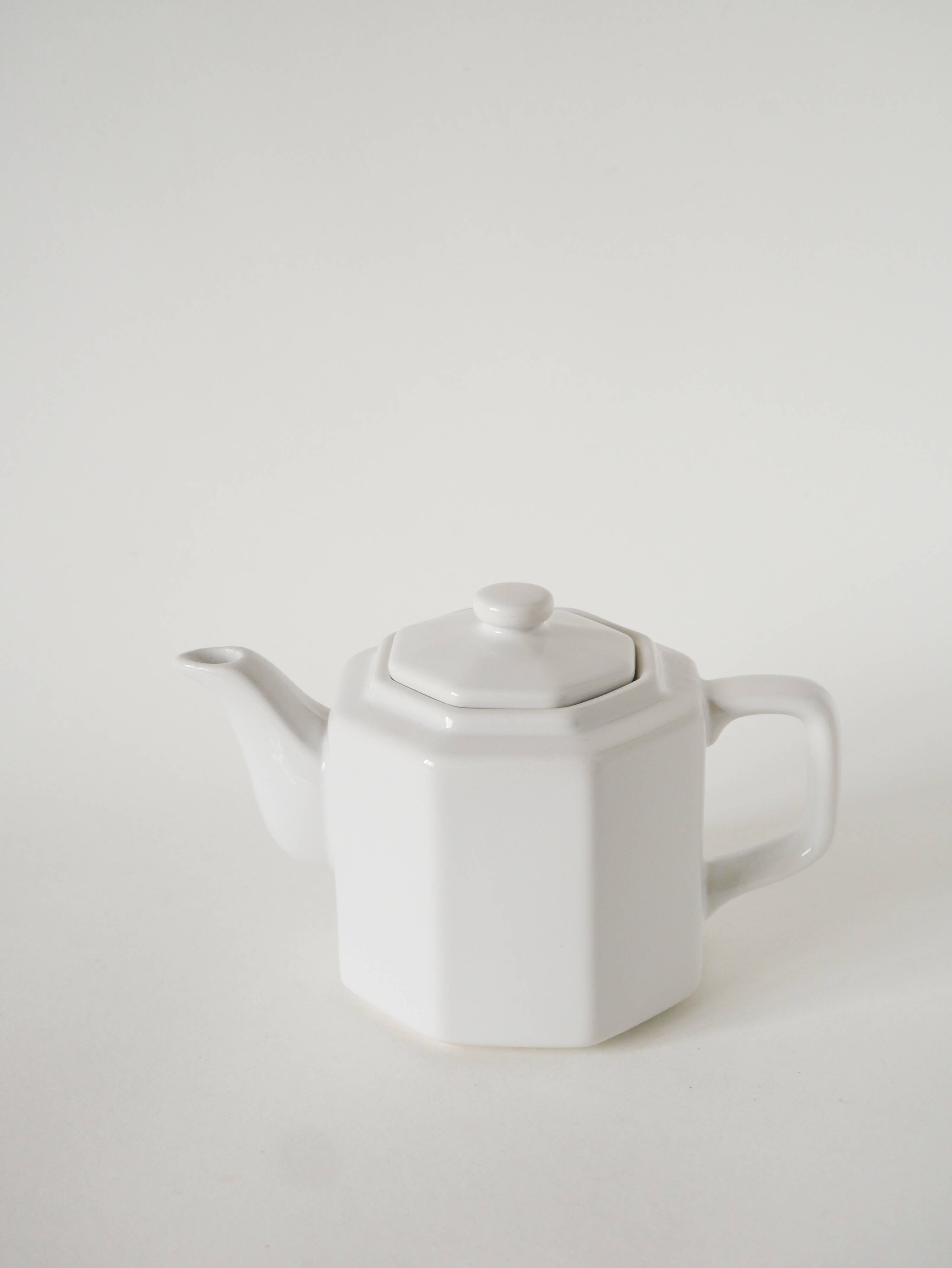 Large faceted ceramic teapot, White, 1950