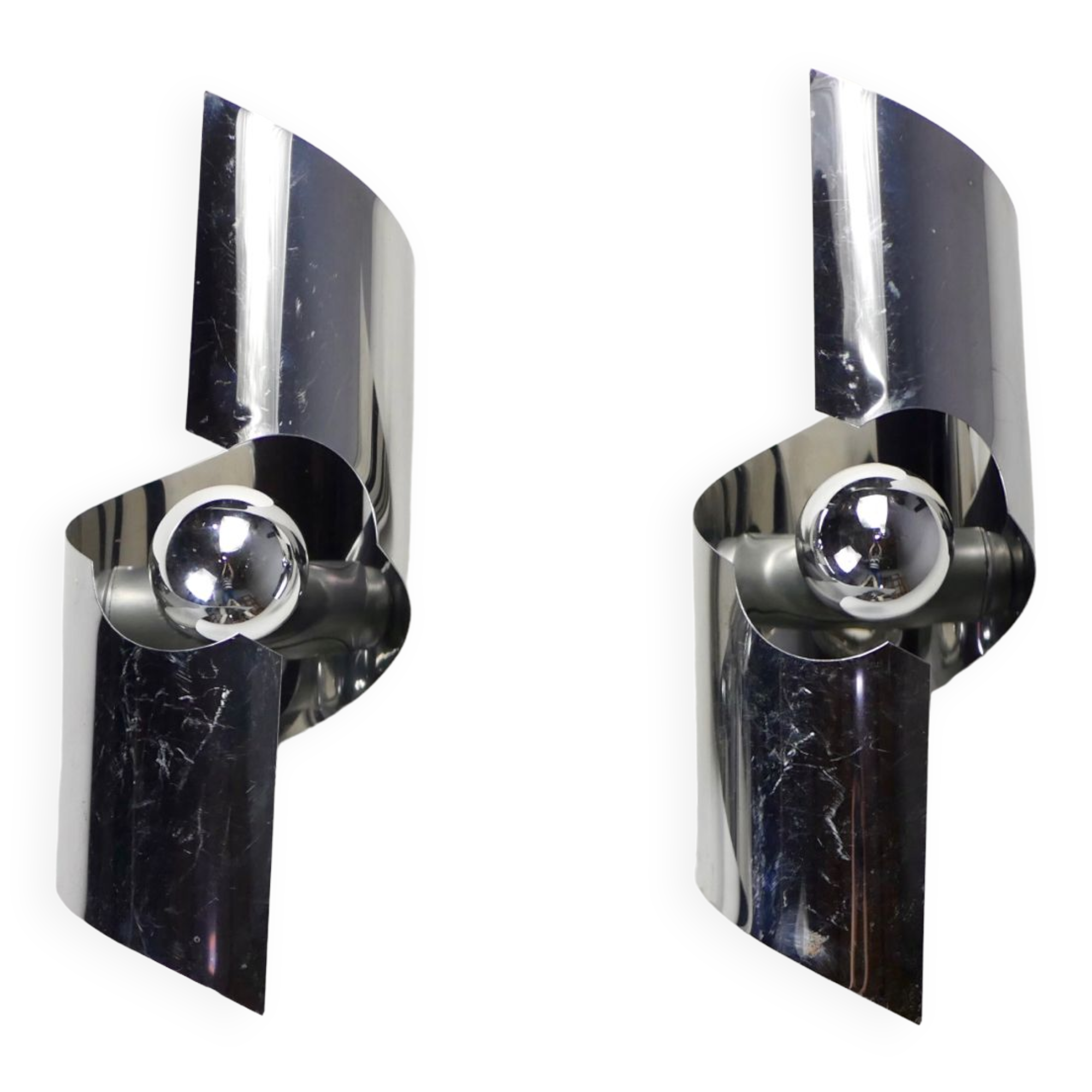 Pair of chrome wall lamps 70s