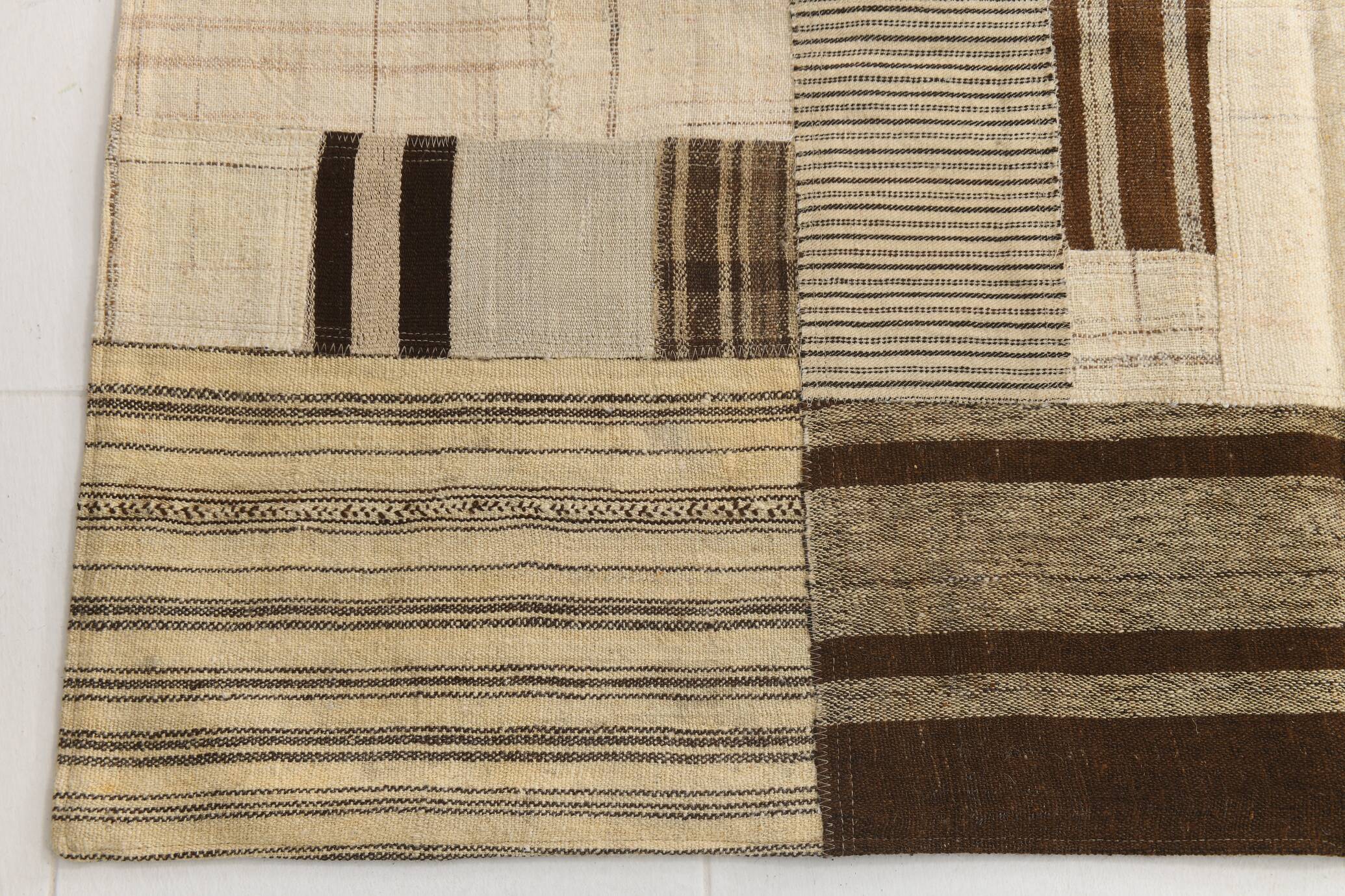 5x8 Cream & Beige Mid Century Modern Kilim Rug, 167x234Cm