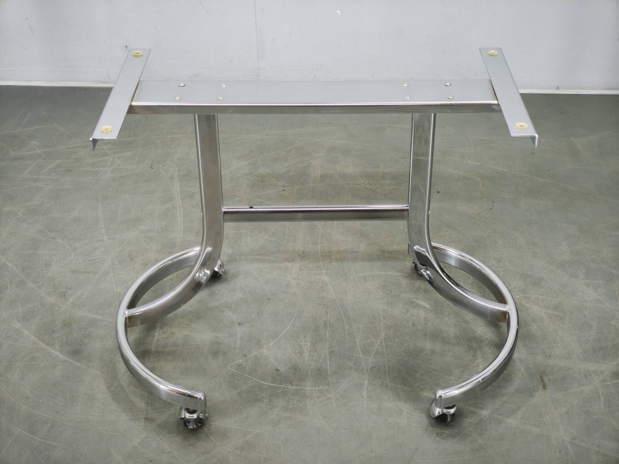 1970s Italian Space Age Chrome and Smoked Glass Rolling Side Table