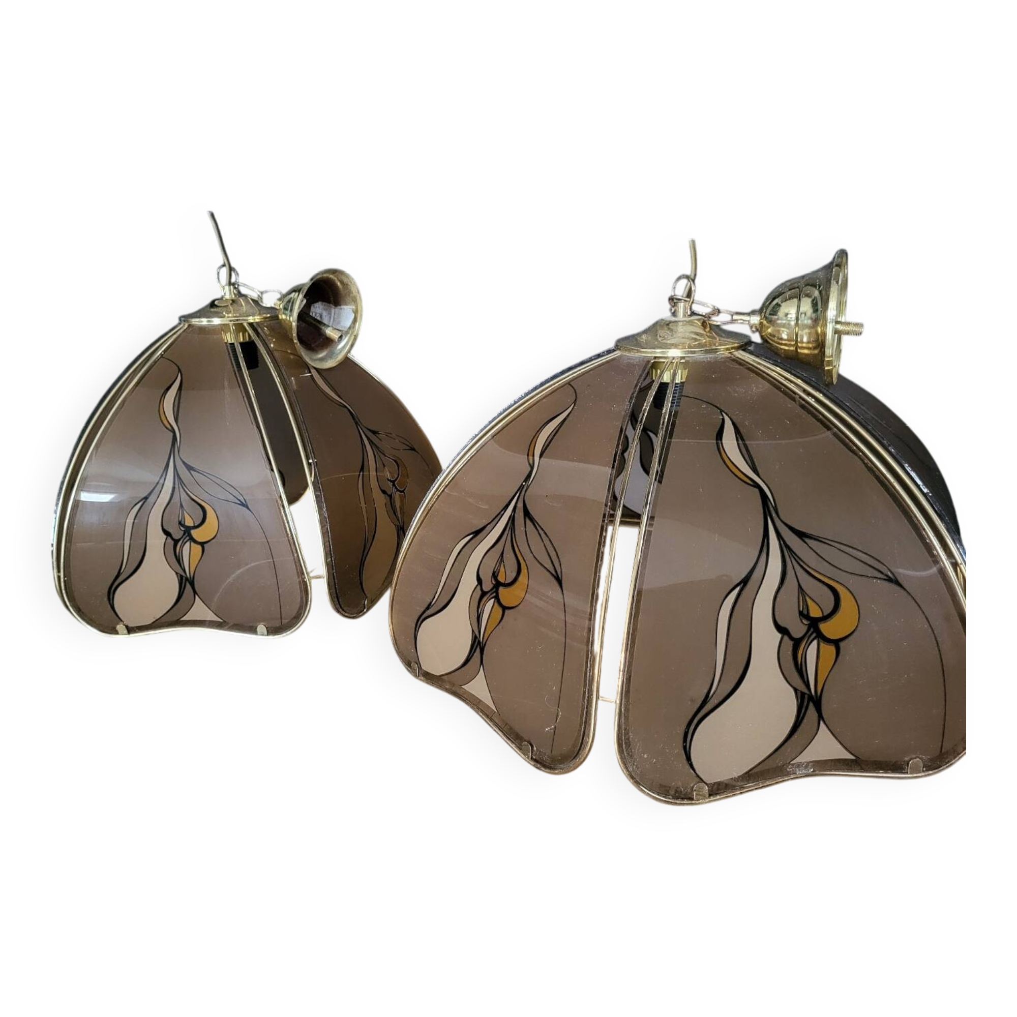2 art deco pendant lights