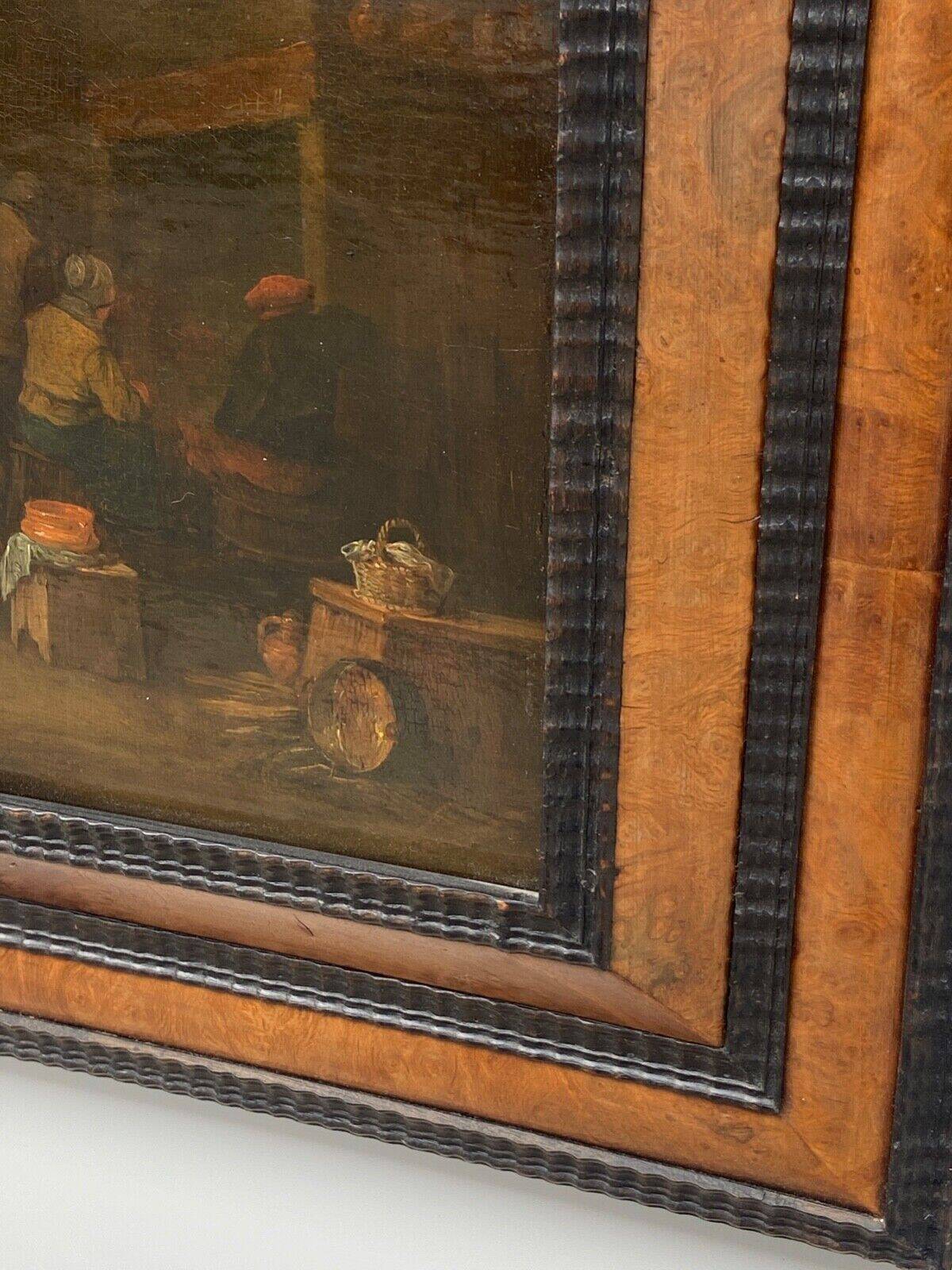 Oil on panel Dutch interior scene Flemish school 19th century