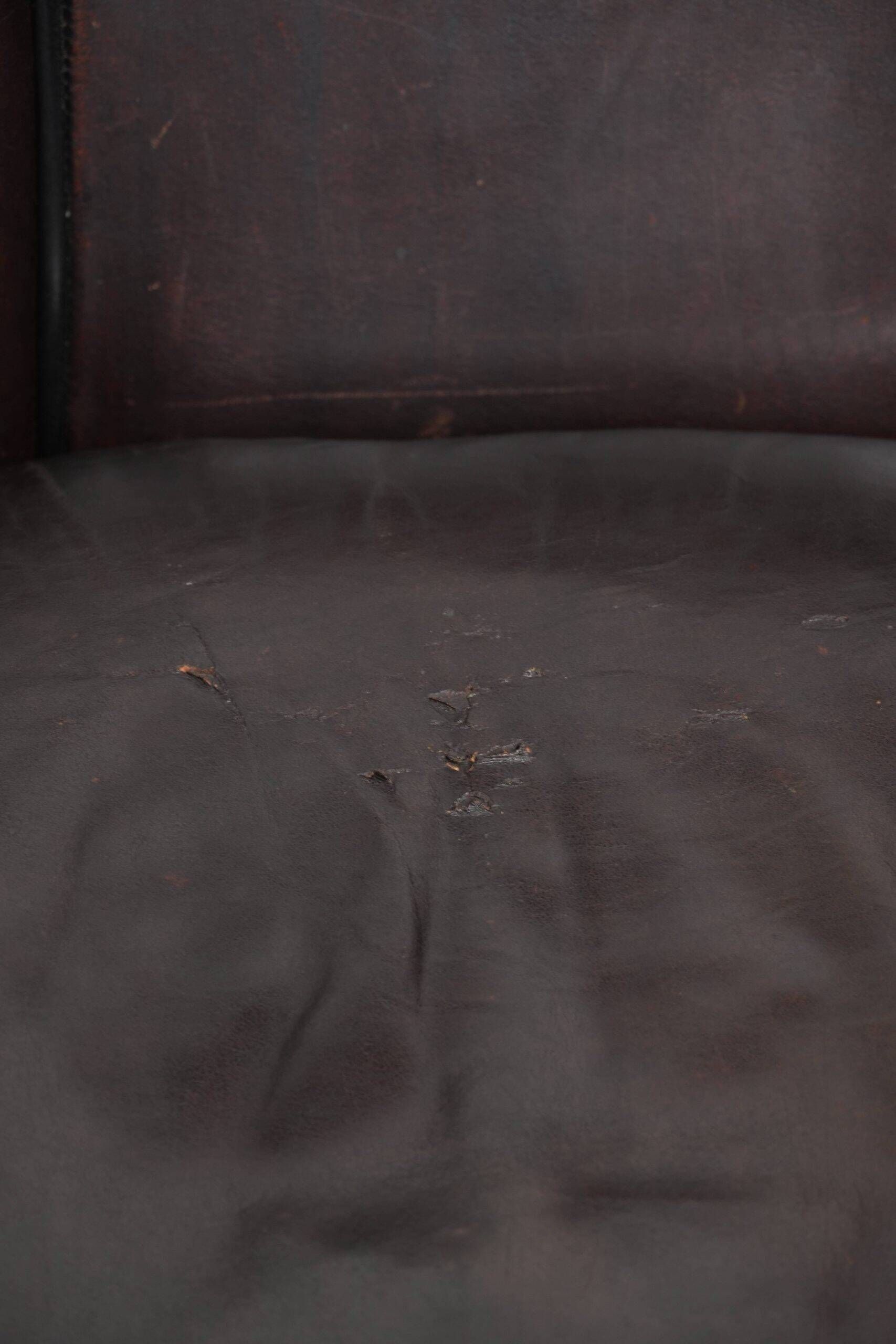 Dark sheepskin club armchair with unique design in English style