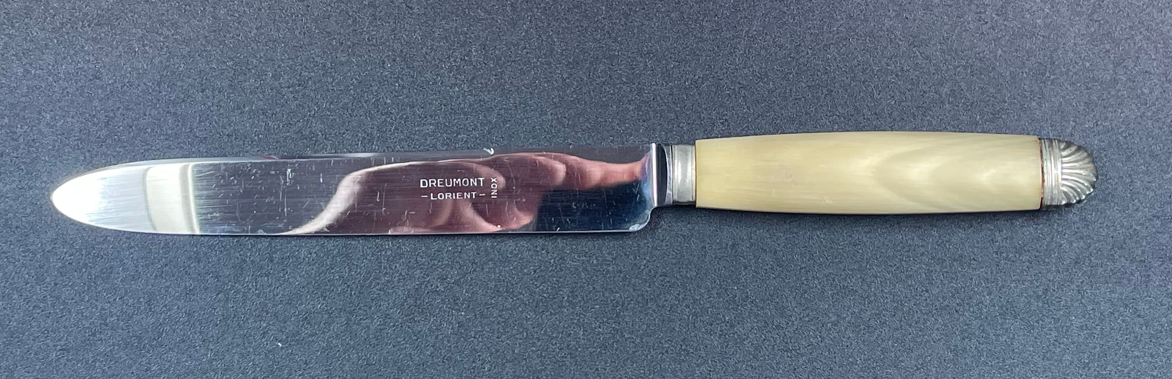 Box 12 stainless steel knives art deco horn