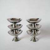 set of 6 designer stainless steel bowls 1970 6 X 9.5 cm