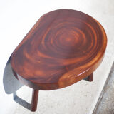Wood coffee table, tripod table, thick wood table, living room table, brutalist, design, furniture