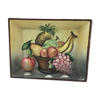 Ceramic trompe l'oeil fruit basket
