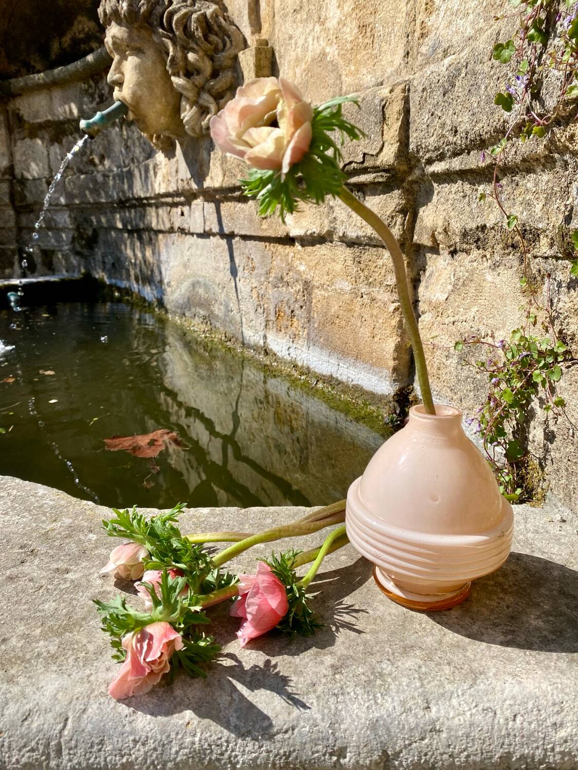 Old pink vase lamp base