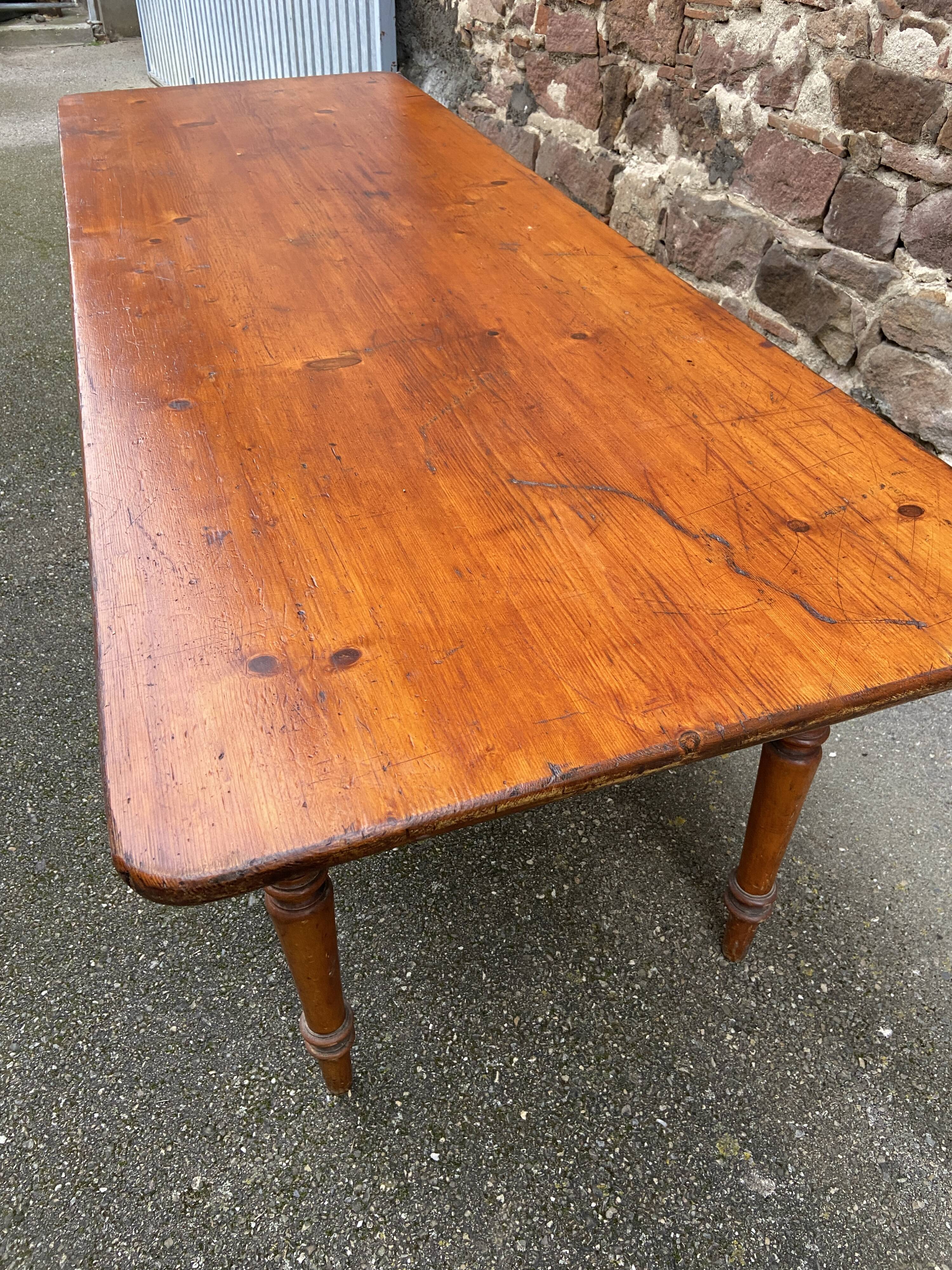 Large Alsatian bistro coffee table in fir French bistro table 1930